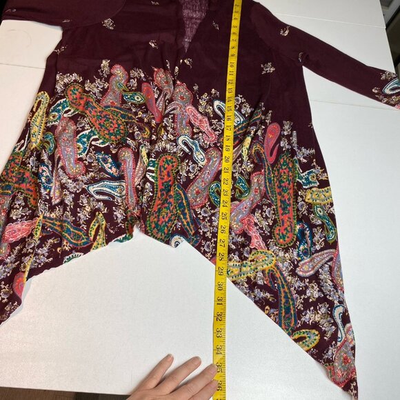 Anthropologie Sparrow Cardigan Sweater 100% Cotton Burgundy Paisley Sz M - Picture 8 of 8